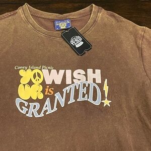 Coney Island Picnic Men's S Your Wish Granted Organic Cotton Brown Tee MSRP $35